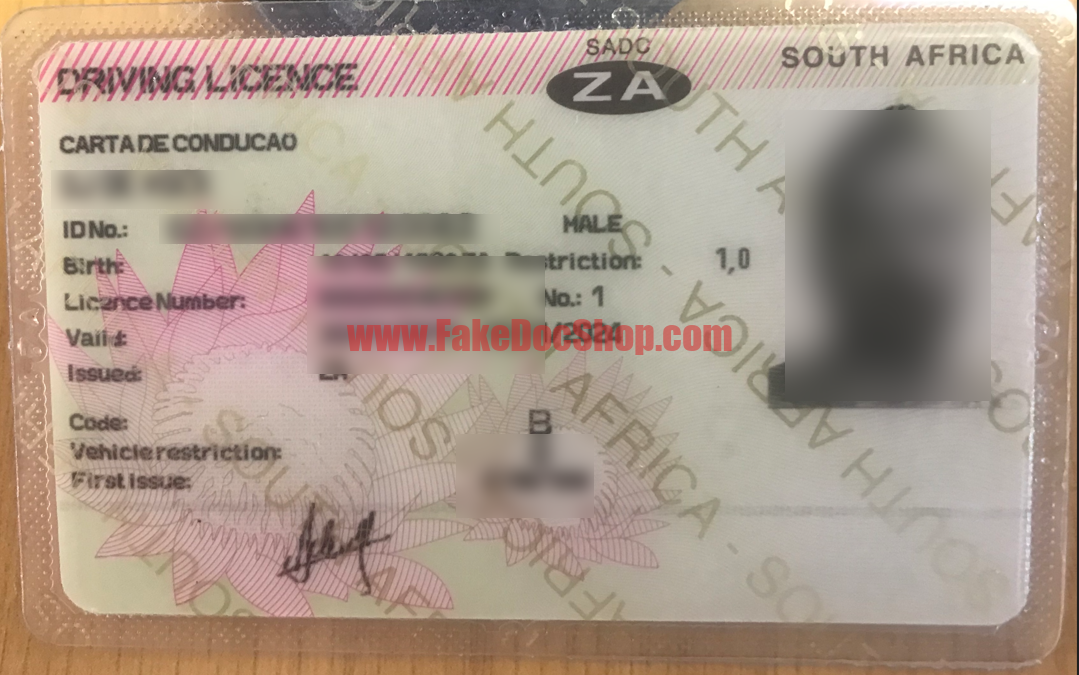 South Africa Driving license template psd