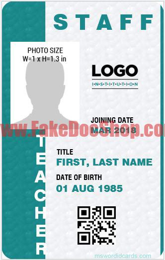 fake Teacher id card
