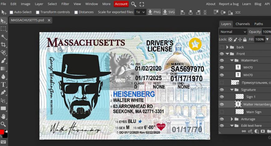 Massachusetts Driver License Psd Template Fakedocshop