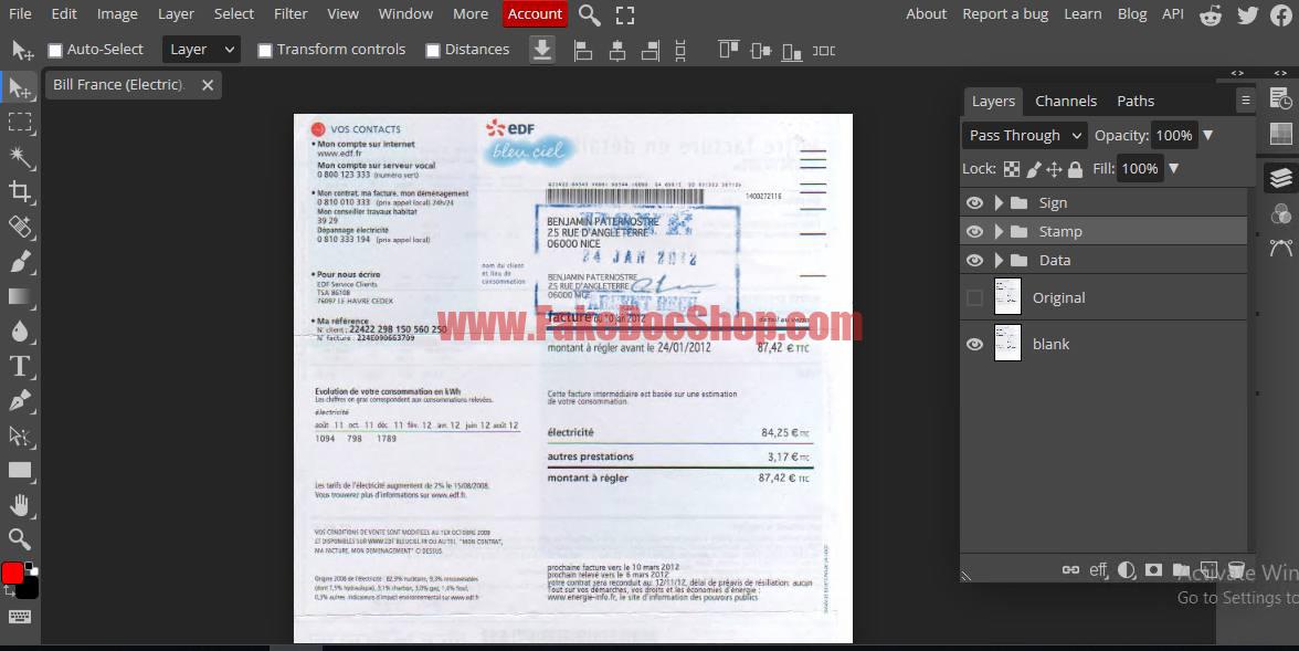 EDF France Utility Bill Template in psd Format
