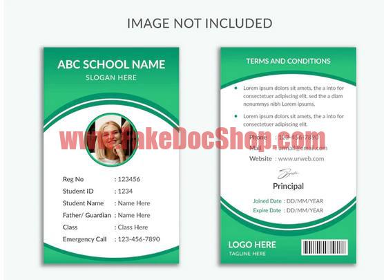 Green student id card template design premium vector