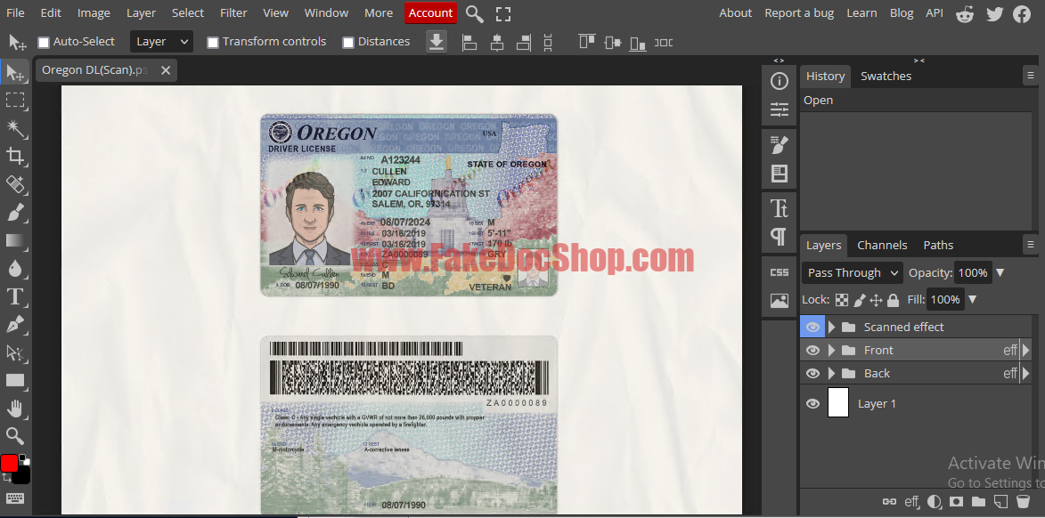 Oregon Drivers License PSD template new