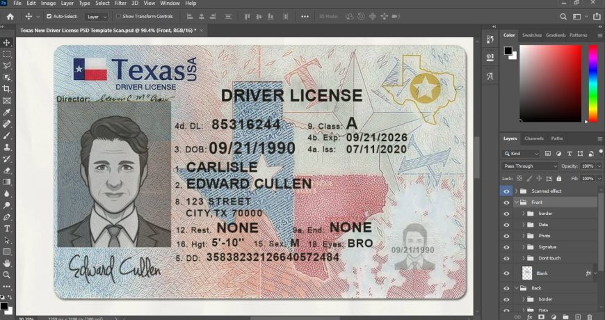 Texas Driver License PSD Template – New2022