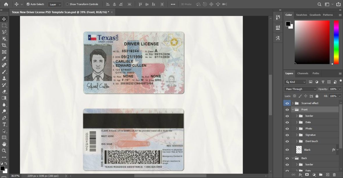 Texas Driver License PSD Template - New2022 1 Texas Driver License PSD Template - New2022