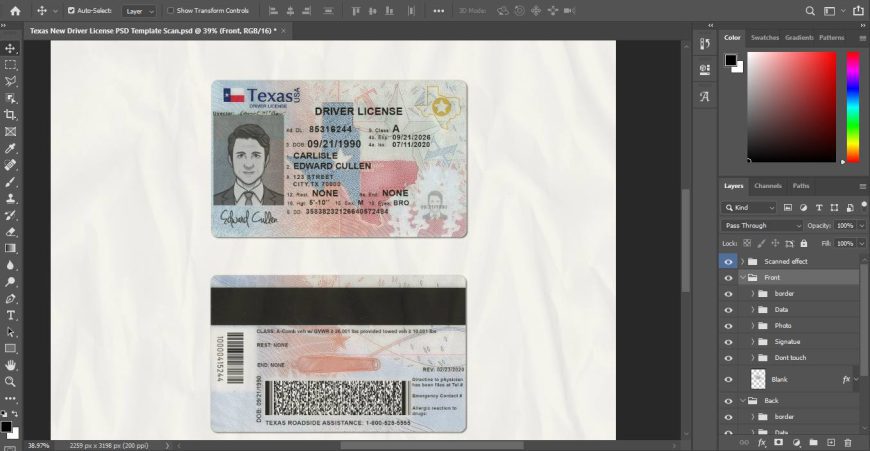Texas Driver License PSD Template - New2022