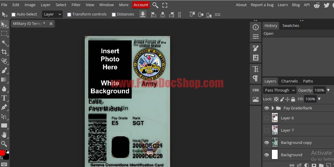 US Military ID Template in PSD Format v3