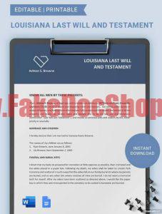 Louisiana Last Will And Testament Template Fakedocshop