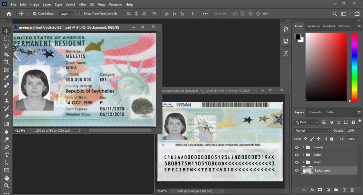 USA Green Card PSD Template 1 USA Green Card PSD Template