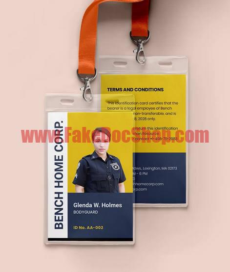 fake Body Guard ID Card Template