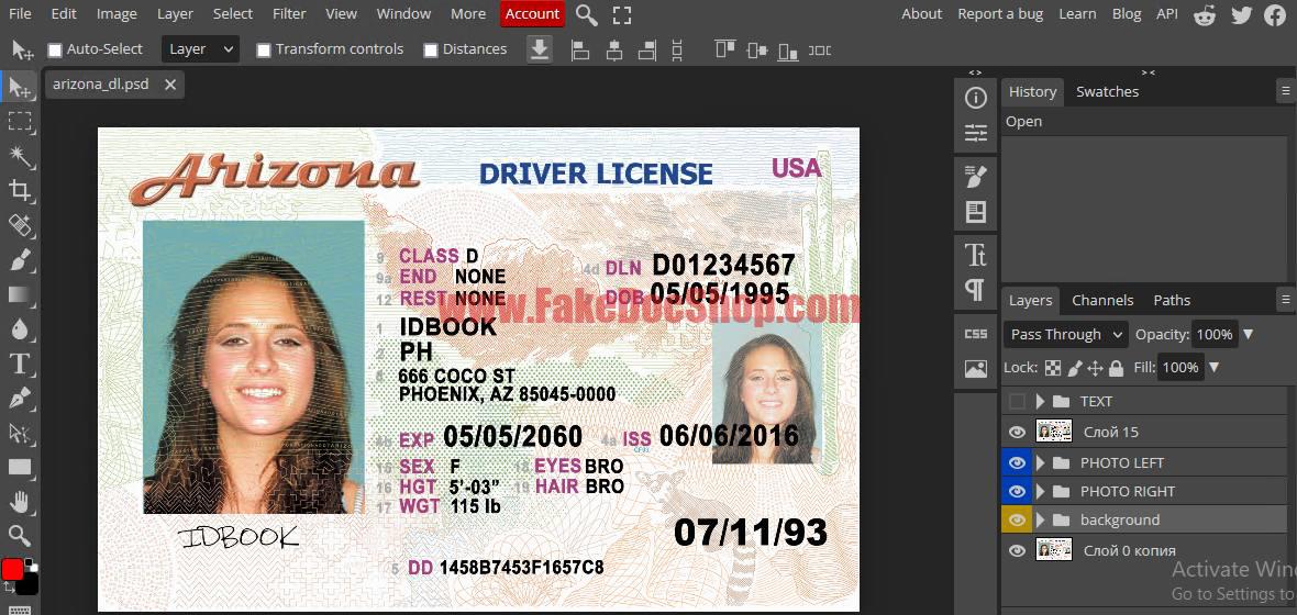 Arizona Driver License Psd Template