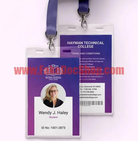 Fake Student College ID Card Template v5
