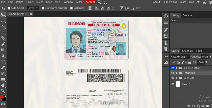 Illinois indiana Driver License Psd