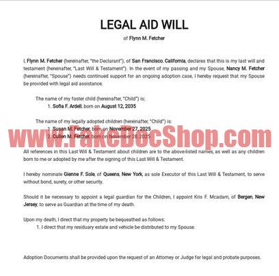 Legal Aid Will Template