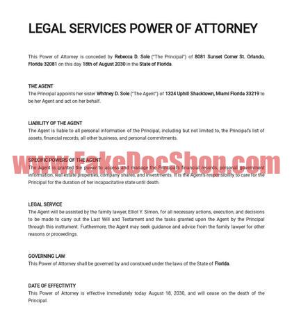 Legal Services Power of Attorney Template
