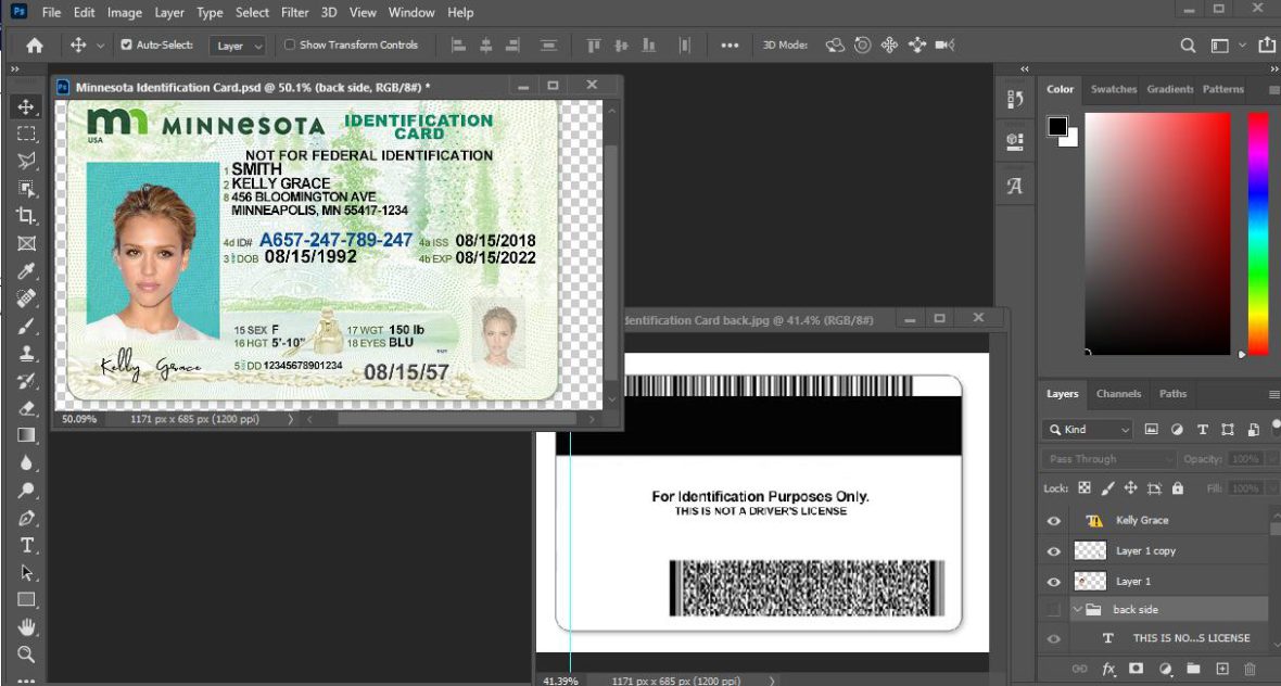 Minnesota Identification Card PSD Template