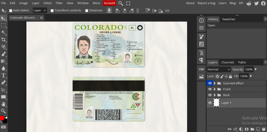 New Colorado driver license Psd Template
