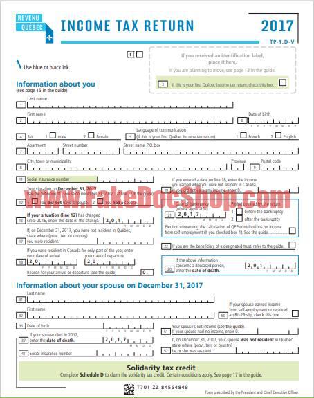 Quebec Tax Form Template
