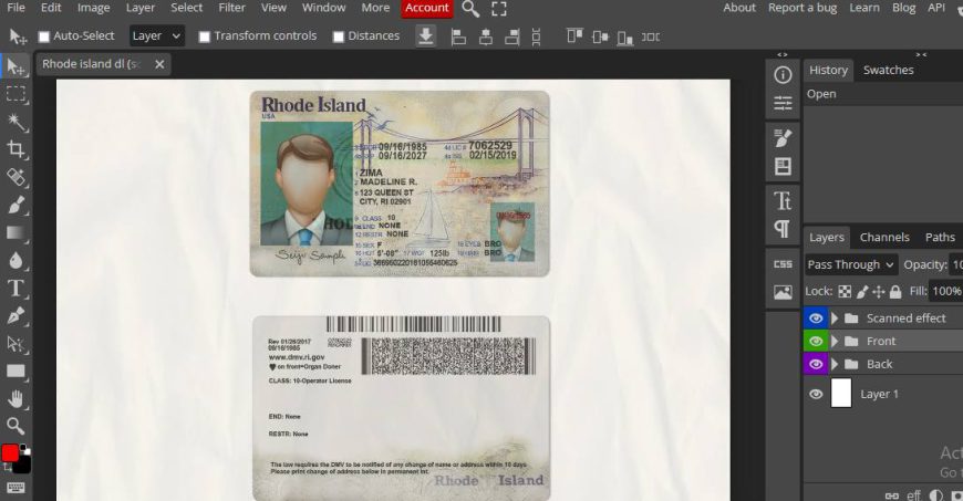 Rhode Island Driver License Template 2022 PSD format