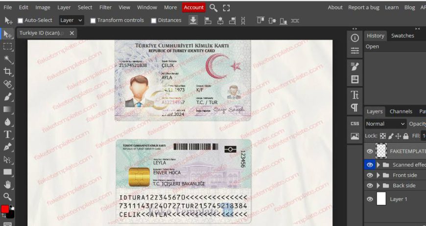 Turkey ID Card template psd free download