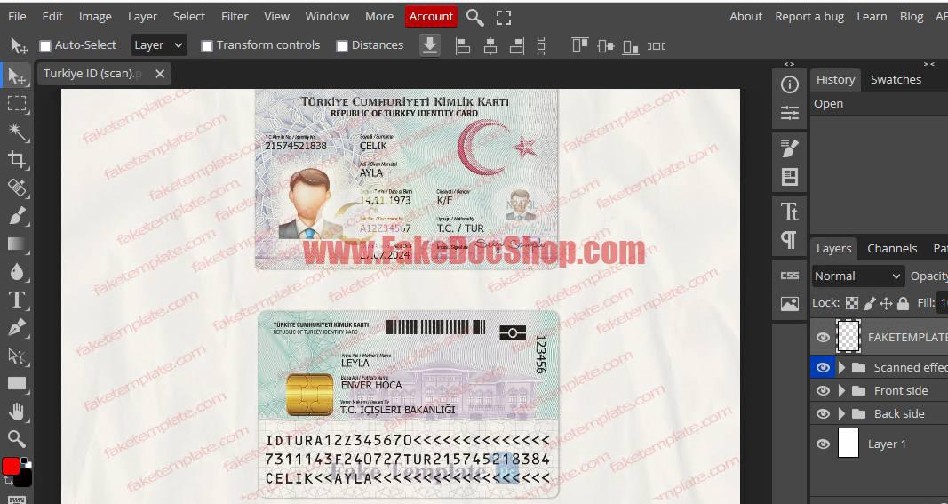 Turkey ID Card template psd free download