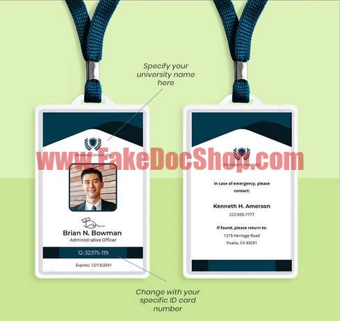 University Administrative ID Card Template