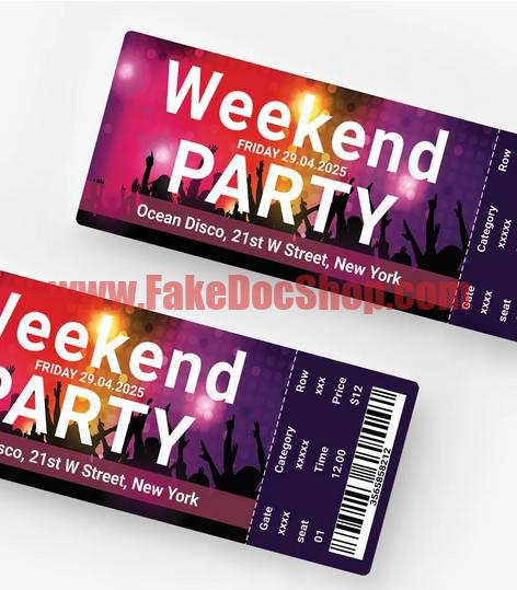 Weekend Party Ticket PSD Template