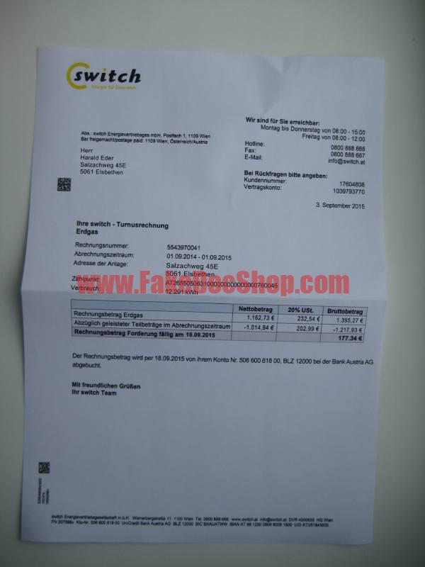 Austria Switch Utility Bill Psd Template