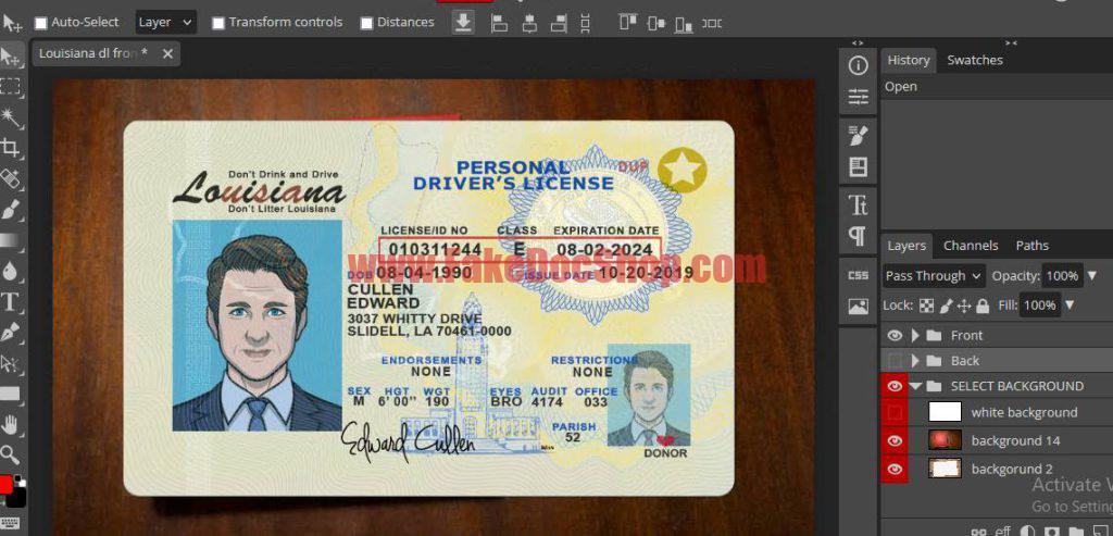 Louisiana Driver License Template In PSD Format - Fakedocshop