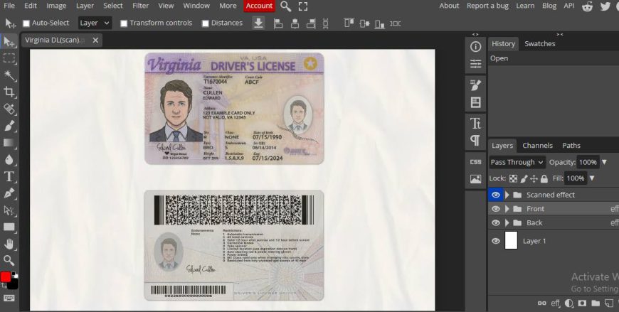Virginia Drivers License PSD Template