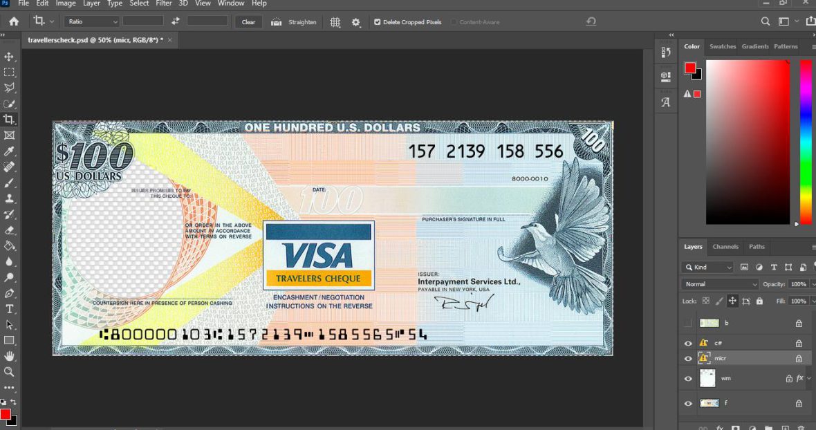 fake Cheque Template PSD