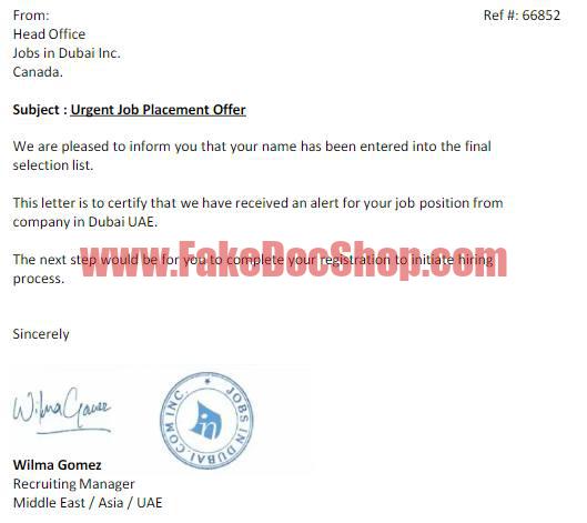 fake Dubai job offer Letter template