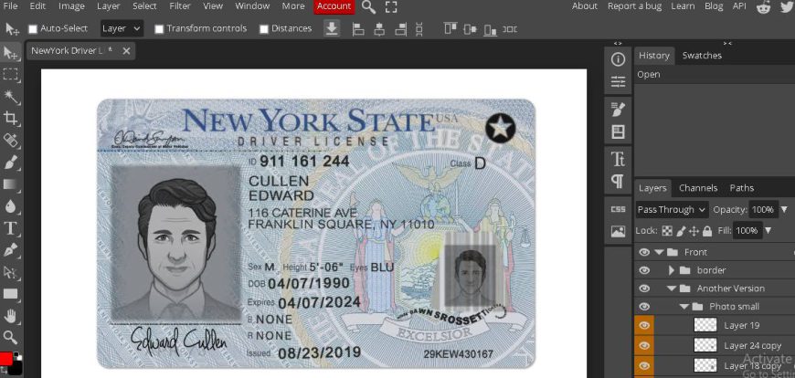 New York Driver License PSD Template V2