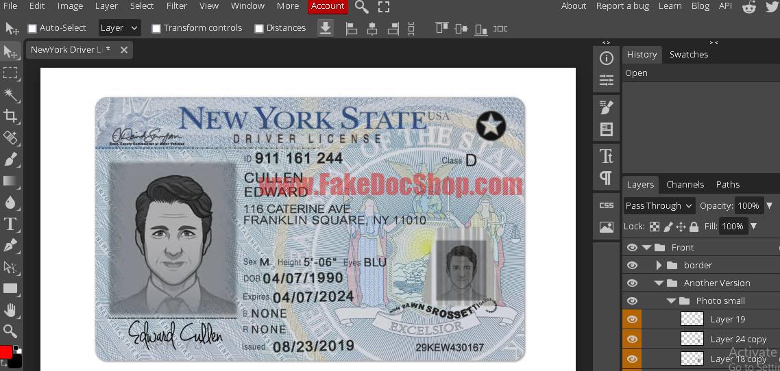 New York Driver License PSD Template V2