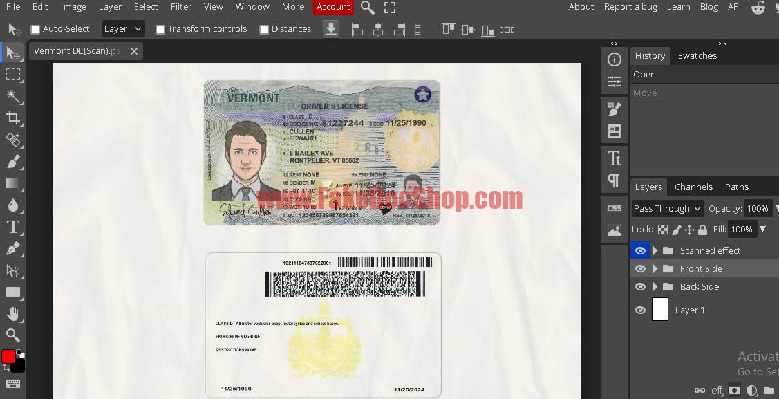 Vermont Driver License Psd Template (New)