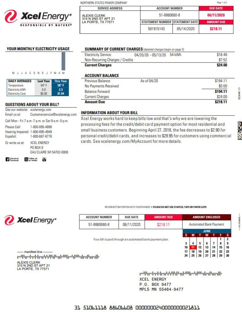 Xcel Energy Bill Template Xcel Energy Bill Template