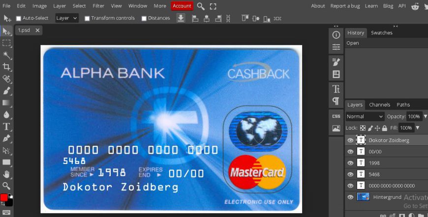 Alpha bank credit cardpsd template