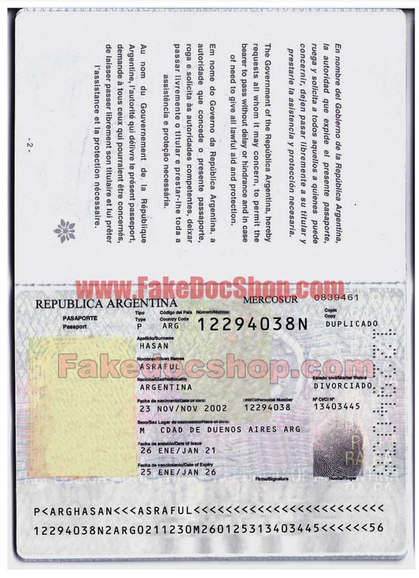Argentina Passport Psd Template
