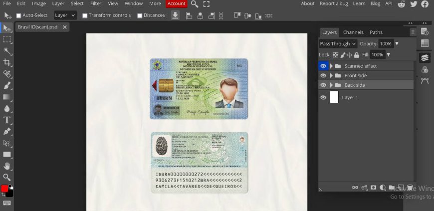 Brazilian ID Card Psd Template