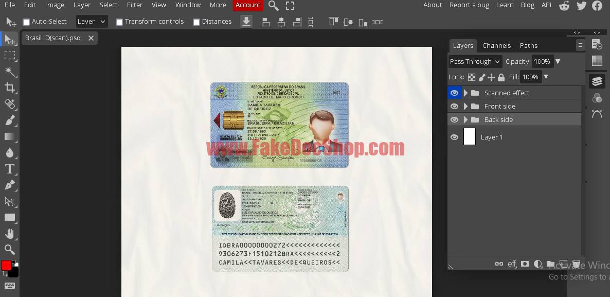 Brazilian ID Card Psd Template Fakedocshop