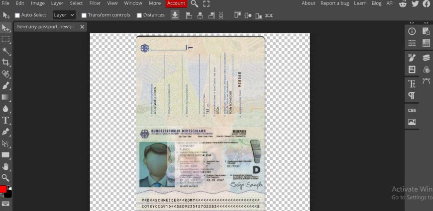 Germany New Passport PSD Template