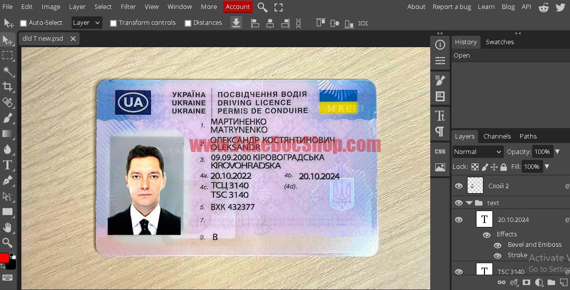 Ukraine Driver License PSD Template