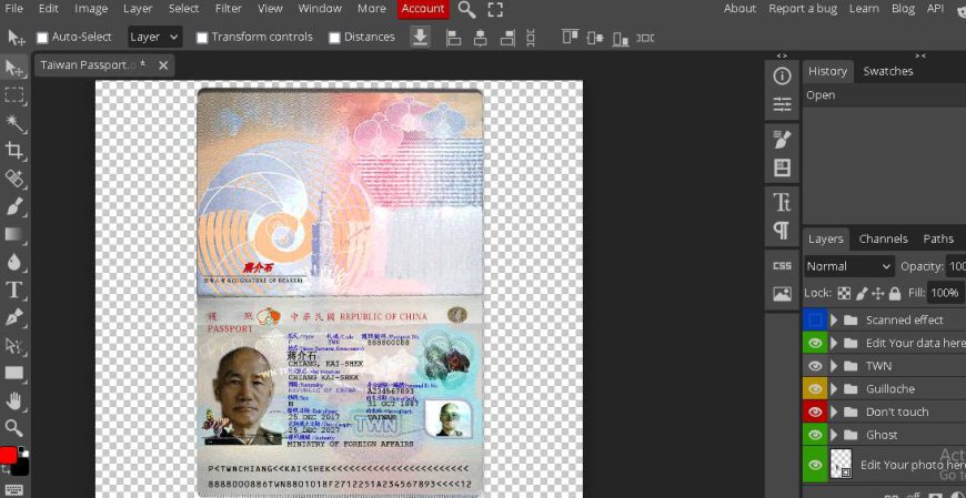 taiwan passport psd template
