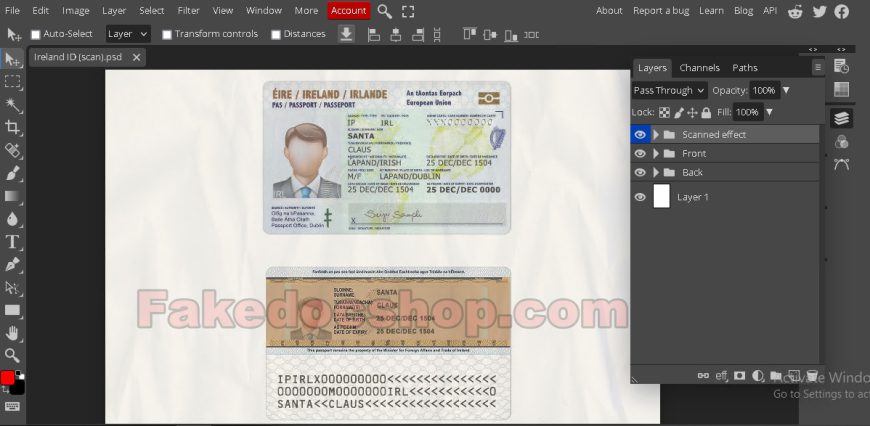 Ireland ID Card Editable PSD Template