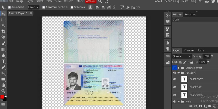 Netherlands Passport psd template New
