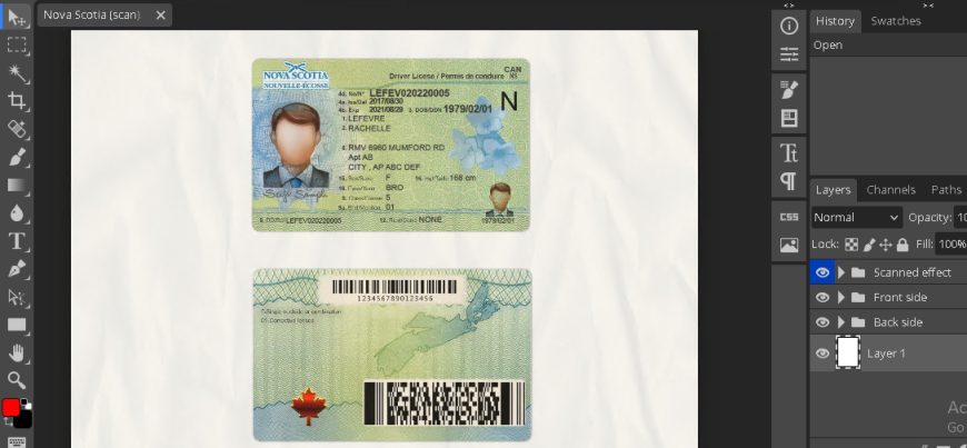 Canada Nova Scotia Driver License psd template