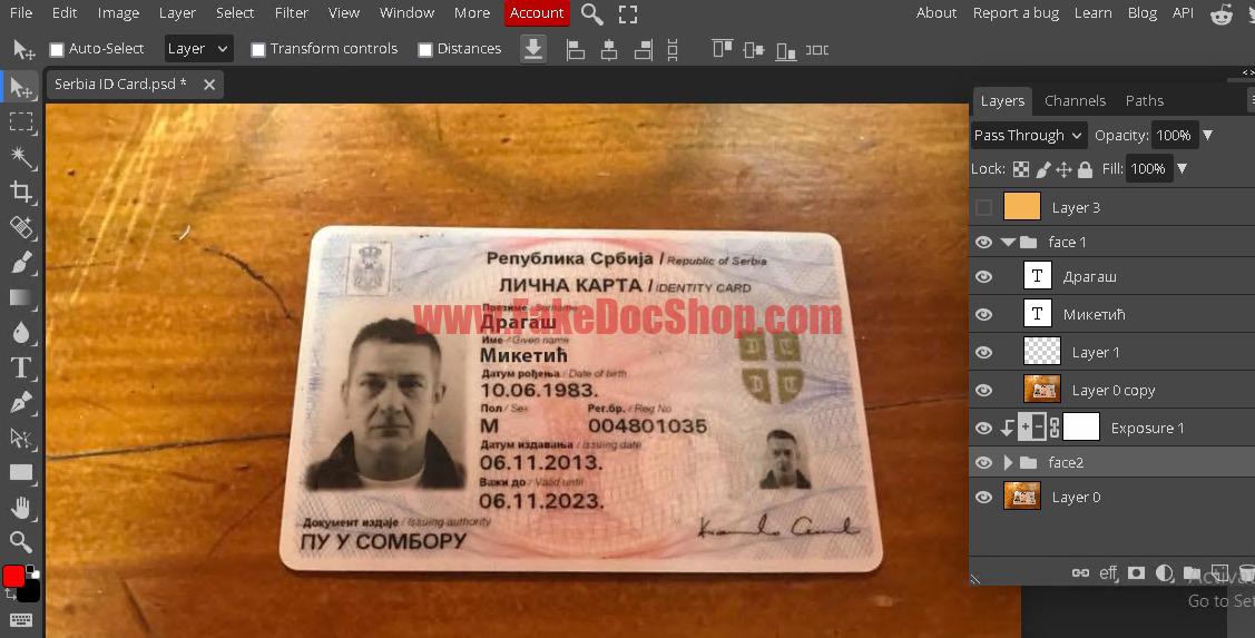 Serbia ID Card Psd Template