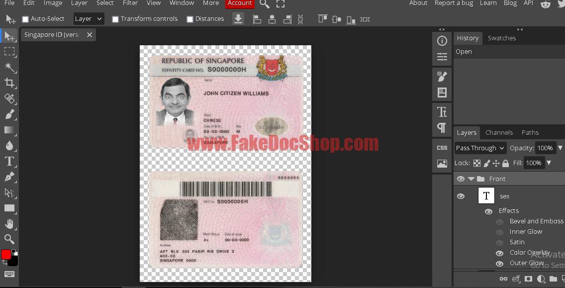 Singapore ID card Psd template