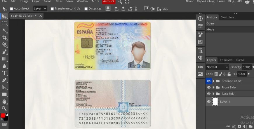 Spain ID card psd template v2