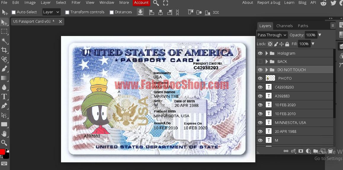 USA Passport ID Card PSD Template driver