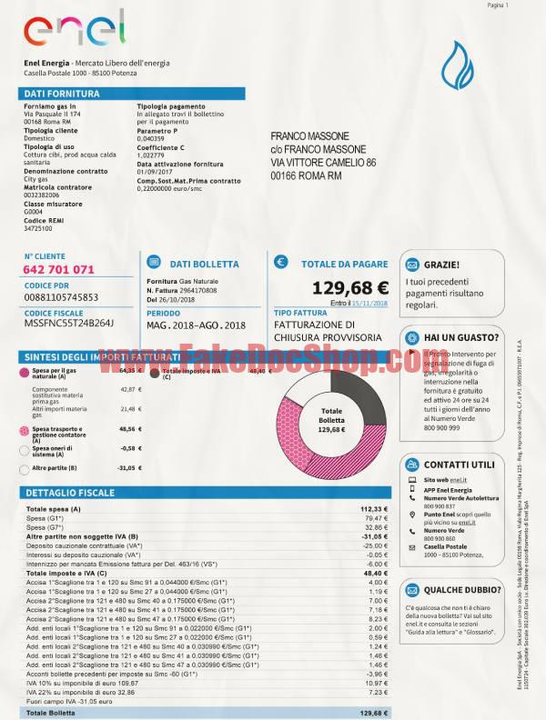 italy Utility Bill psd template